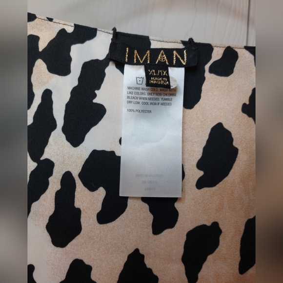 Iman Reversible Floral Animal Print Boxy Blouse Flowy Tunic Size XL Poncho Top - Picture 5 of 9